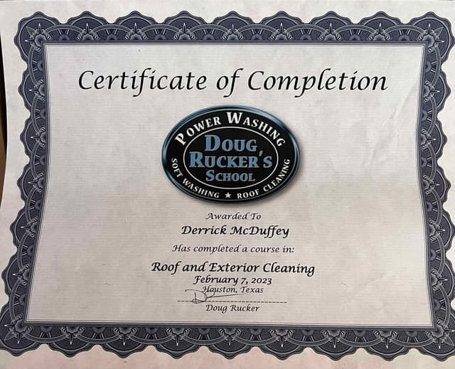 Roof and Exterior Cleaning Certification